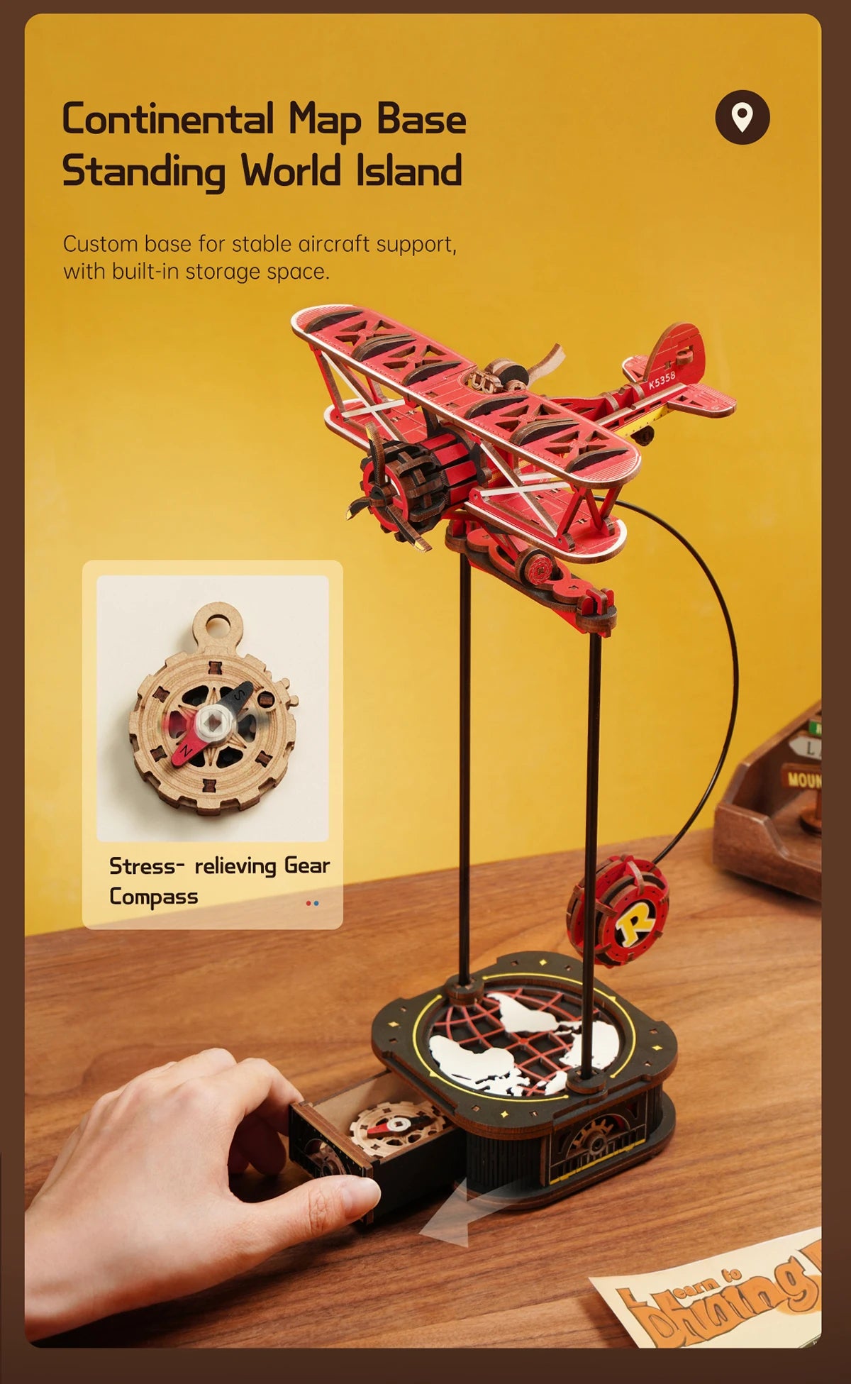 Robotime Rokr 3D Wooden Puzzle Kit – Gravity Swing, Sky Captain & Ocean Fisher Model Building Kit for Teens & Adults