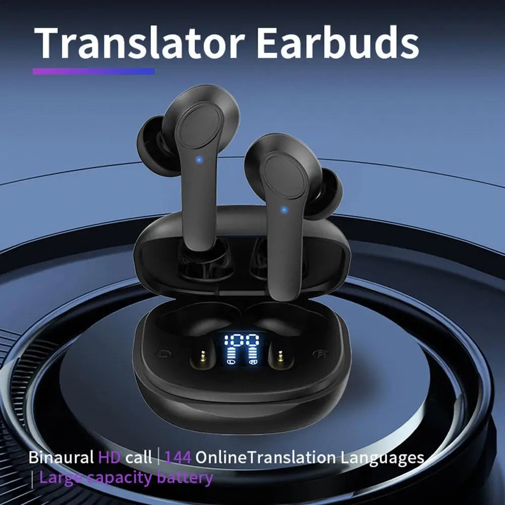 Smart Translate Earbuds — Real-Time Voice Translator, 144 Languages, Online & Offline, 4 Modes, 98% Accuracy