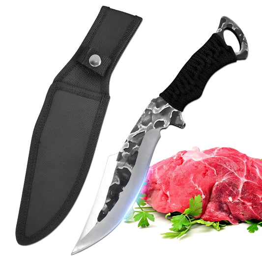 Hand-Forged Blade Butcher Boning Knife - Cleaver for Meat, Vegetable, and Fish, Kitchen Slicing and Filleting Knife, Chef Tools