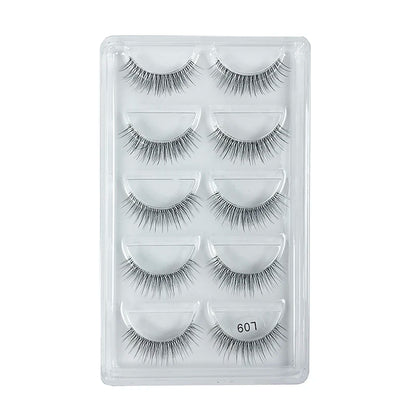 5 Pairs Manga Style Cosplay False Eyelashes – Soft Natural Short Mink Strip Lashes with Clear Band