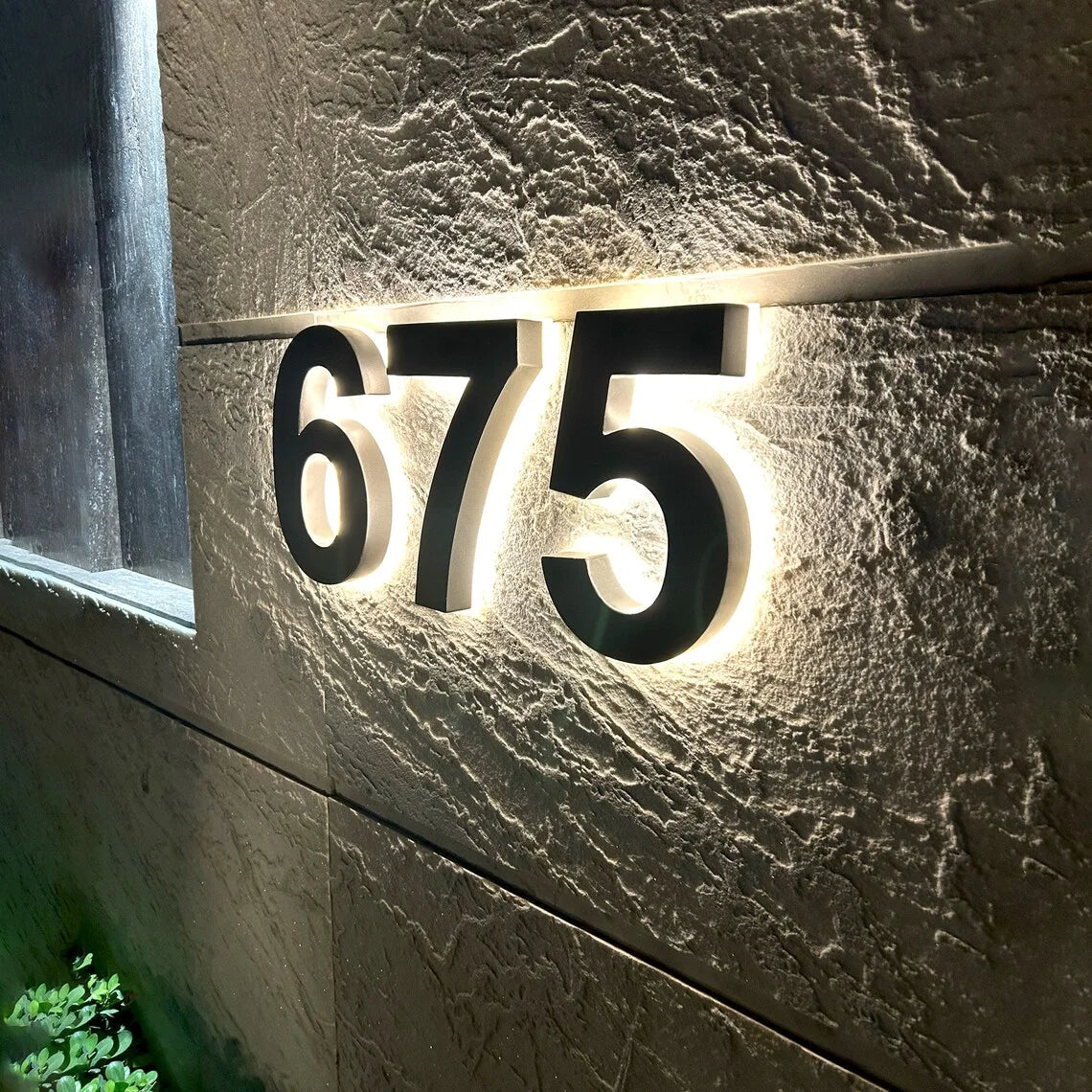 Illuminated Backlit LED House Numbers - Stainless Steel Floating Outdoor Address Sign with Durable Waterproof Finish