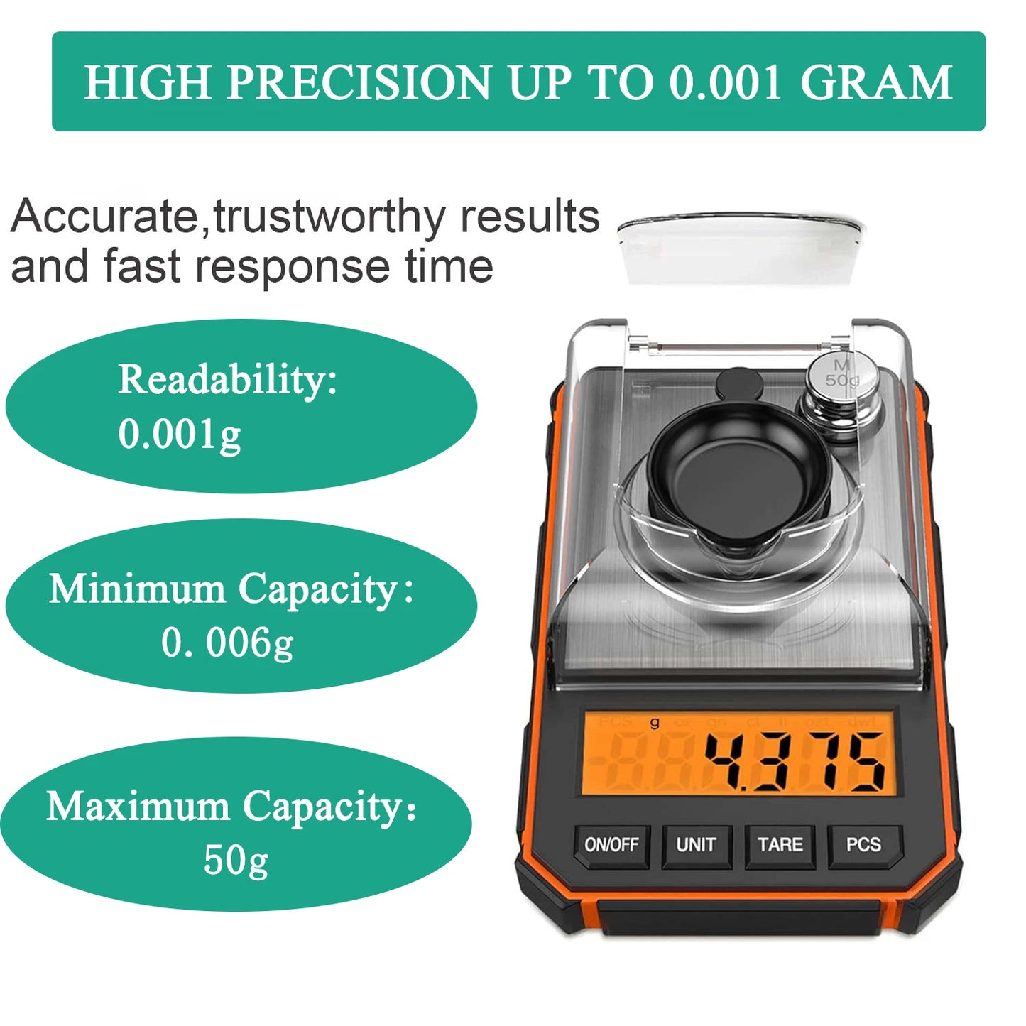 Brifit 0.001g Precision Digital Pocket Scale – 50g Mini Milligram Scale with Calibration Weights