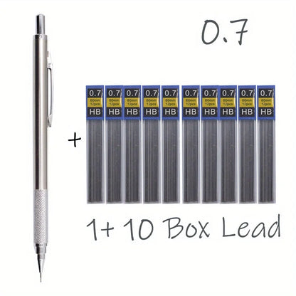 All-Metal Mechanical Pencil Set – 0.3–2.0mm Retractable Lead Pencils for Writing, Drawing & Sketching