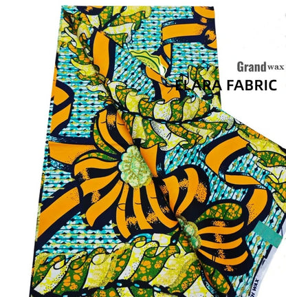 African Golden Glitter Wax Fabric - Soft Cotton Ankara Batik Print Material for Uniforms