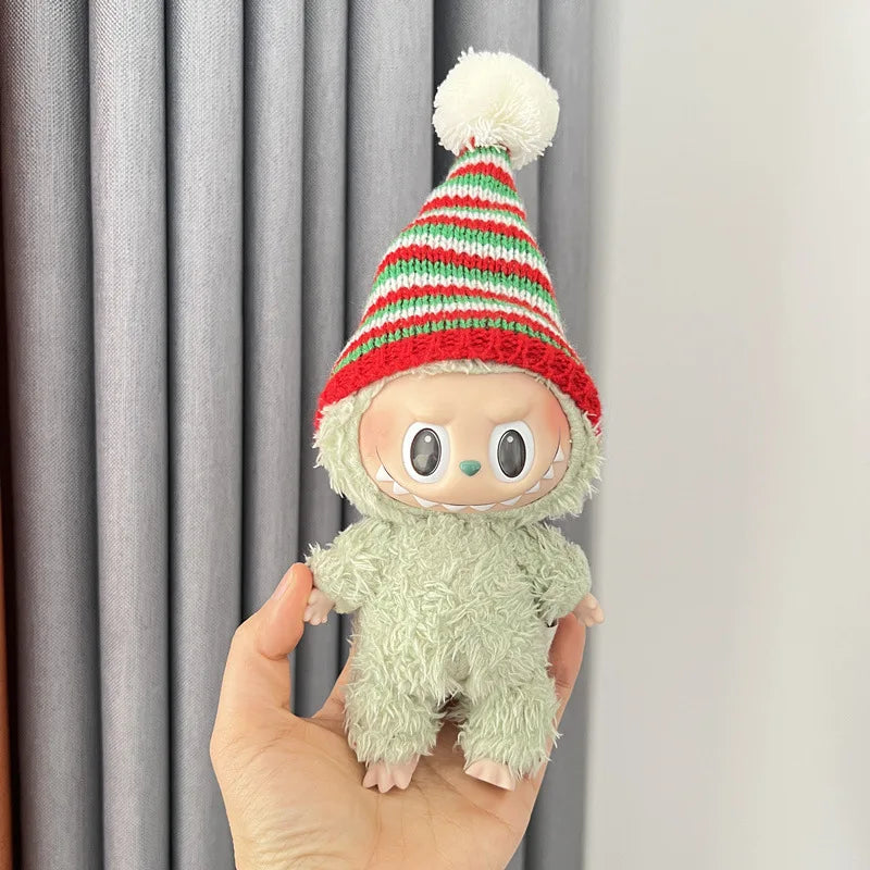 17cm Labubu Santa Christmas Outfit Set for Gen1–3 Vinyl Dolls – Festive Costume & Accessories