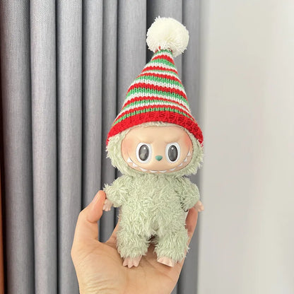 17cm Labubu Santa Christmas Outfit Set for Gen1–3 Vinyl Dolls – Festive Costume & Accessories