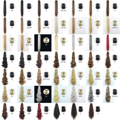 Long Straight Synthetic Claw Clip-On Ponytail Hair Extensions: 24-Inch Heat Resistant Pony Tail Hairpiece - for Daily Party Wear, Women