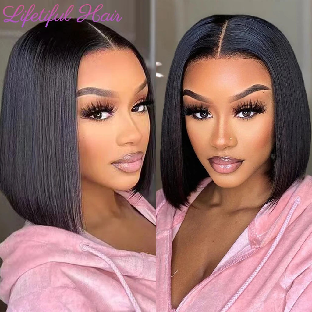 Glueless Bob Human Hair Wig — Ready-to-Wear Straight 4x4 Transparent Lace Closure for Women
