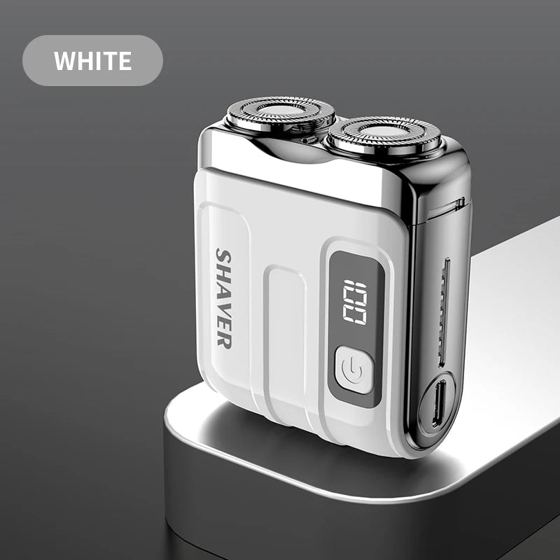 Mini Electric Smart Shaver – Household & Car Use, Dual Blade Rechargeable Beard Trimmer with Digital Display