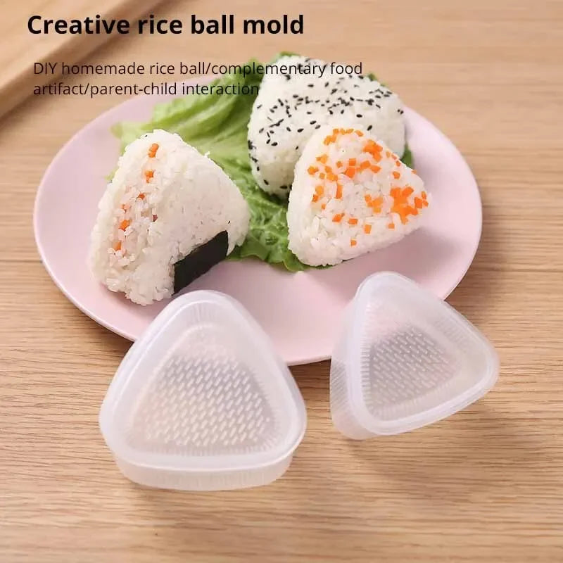 2PCS Transparent Sushi Mold Kit – DIY Onigiri Rice Ball & Triangular Sushi Maker Press for Bento Kitchen Food Preparation