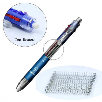 6 in 1 Multicolor Ballpoint Pen & Pencil – 5 Color Ball Pen + 1 Automatic Pencil with Eraser for School & Office Writing