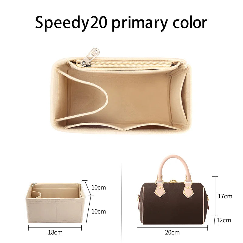 WUTA Felt Insert Bag Organizer — Inner Liner for LV Speedy 20/25/30/35 Handbags, Makeup & Travel Purse Storage