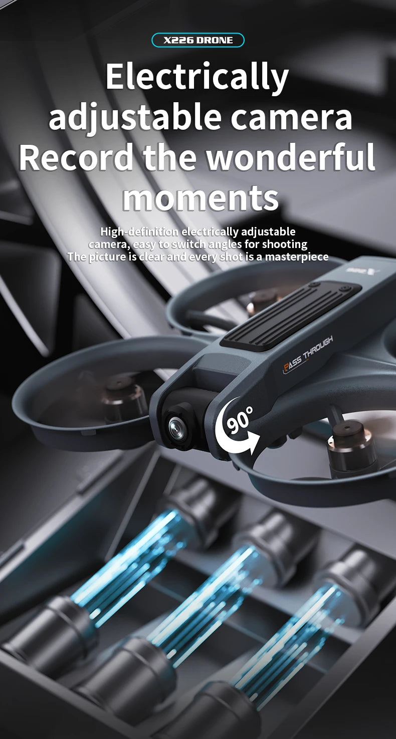 X226 Drone VR – Brushless RC Quadcopter with Dual HD Camera, Optical Flow Hover, Obstacle Avoidance, Remote Control Toy for Boys