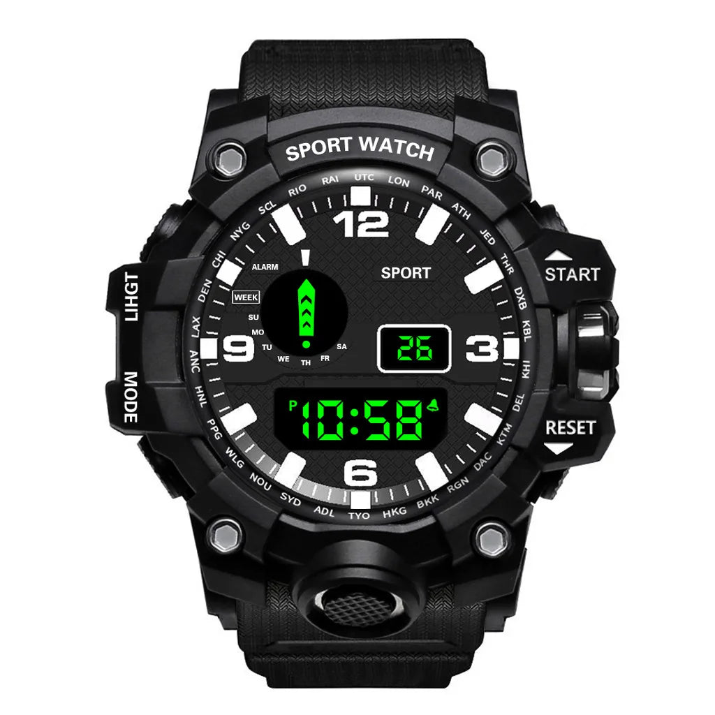 Men’s Sports Digital Watch – Large Dial Military Style Wristwatch, Waterproof Multifunctional Electronic Watch with Luminous Display & Alarm for Active Wear & Outdoor Use