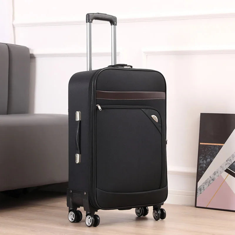 Ex Canvas Travel Suitcase – Trendy Fashionable Rolling Luggage with Combination Lock & 360° All-Direction Wheels for Business Travel