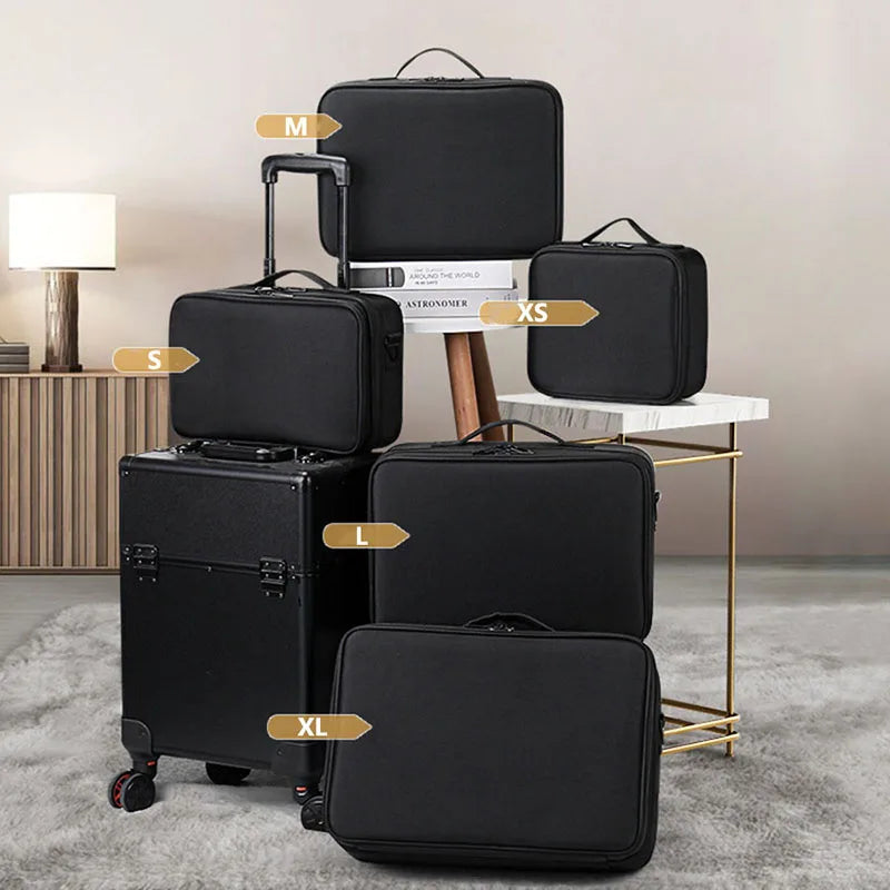 Professional Makeup Case: Female Travel Beauty Nail Toolbox - Big Capacity Cosmetic Organizer Suitcase for Makeup Storage