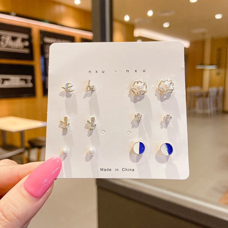 S925 Silver Stud Earrings Set - Simple Cute Mini Earrings for Women Girls Exquisite Jewelry Gift Wholesale