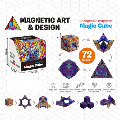 Magic Infinite Cosmic Shasibo Cube — Magnetic Fidget Puzzle Toy, Changeable Anti-Stress Flip Cubic Cube