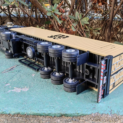 1:50 Large Diecast Alloy Truck Model – Pull-Back Sound & Light Container Transport Vehicle Toy for Boys’ Gifts