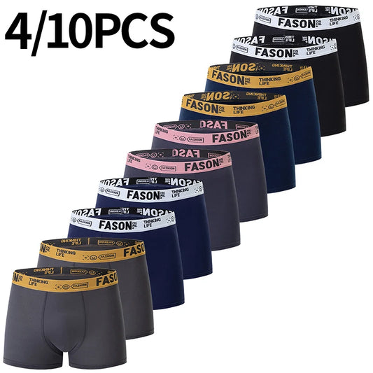 4/10 Pack Men's & Teen Boys' Boyshort Underwear – Comfy Elastic Waist, Parent-Child Matching, Multi-Size Fashion Shorts