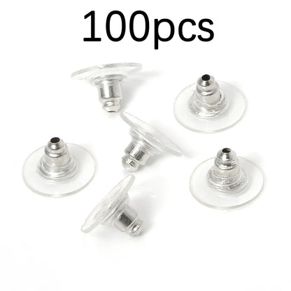 100-200PCS Rubber Earring Backs & Fishhook Ear Stoppers for Jewelry Making and DIY Earring Repairs