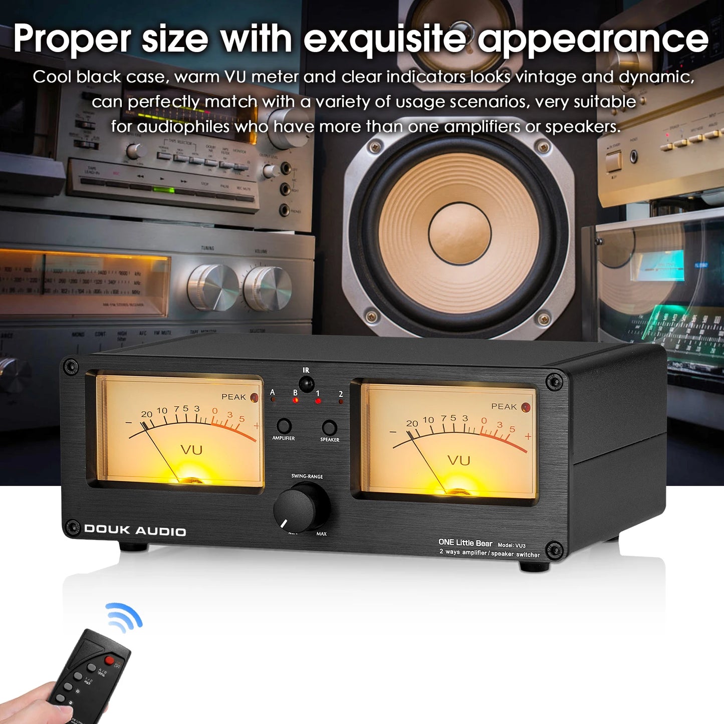 Nobsound Dual Analog VU Meter DB Display – 2-Way Amplifier/Speaker Audio Switcher & Music Spectrum Visualizer