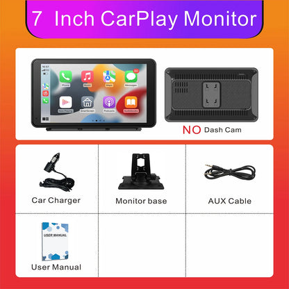 Portable Wireless CarPlay Screen - Universal Android Auto Touchscreen Car Stereo System
