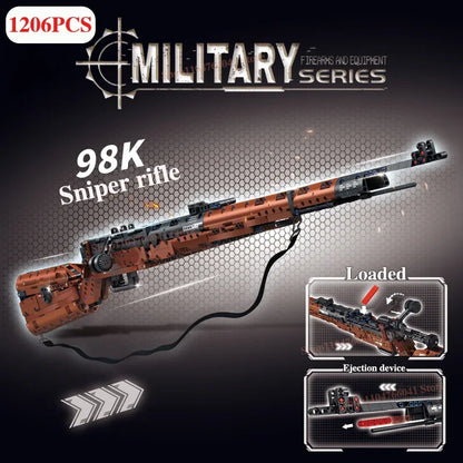 2025 New 1206PCS 98K Style Building Block Gun – DIY Military Model Kit for Boys’ Creative Toy Collection