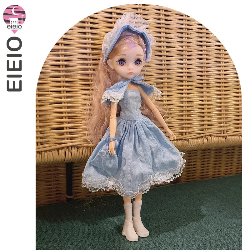26cm BJD Doll for Girls – Purple Hair Fashion Princess with Big Eyes & Accessories Gift