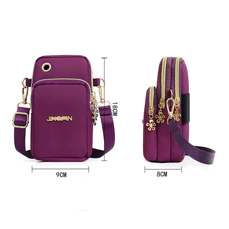 Buylor New Fashion Women's Mobile Phone Crossbody Bag - Shoulder Bag with Cell Phone Pouch and Headphone Plug - 3 Layer Wallet