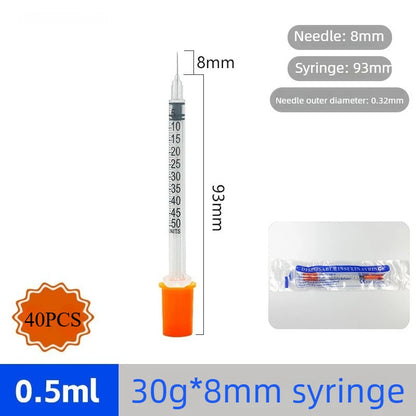 40/80PCS Disposable Veterinary Syringes - Sterile Insulin Needles for Pet & Animal Use