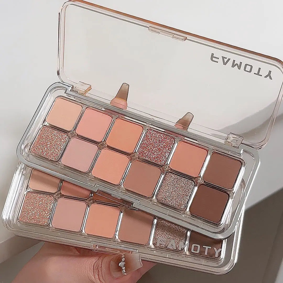 12-Color Matte Eyeshadow Palette – Low Saturation Tea & Apricot Shades, Long-Lasting Daily Eye Makeup