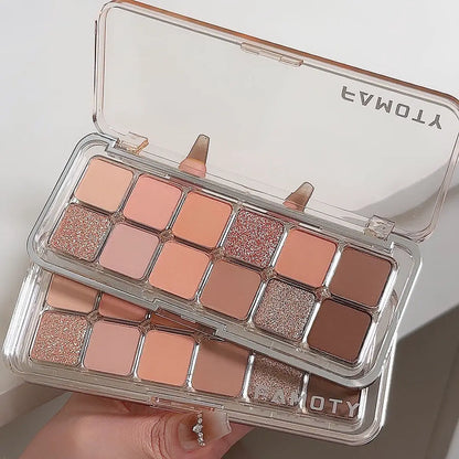 12-Color Matte Eyeshadow Palette – Low Saturation Tea & Apricot Shades, Long-Lasting Daily Eye Makeup