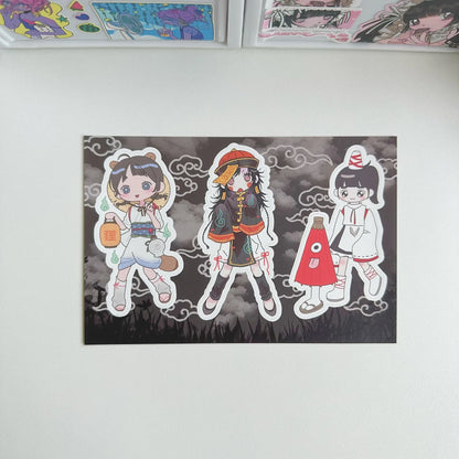 Cute Shibuya Girl Kawaii Stickers – Y2K Cartoon Scrapbook & Diary Decorative Stickers