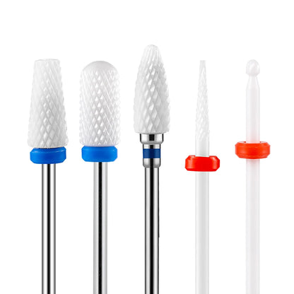 5PCS Ceramic Nail Drill Bit Set - Electric Milling Cutter Bits for Manicure & Pedicure Nail Machine Accessories