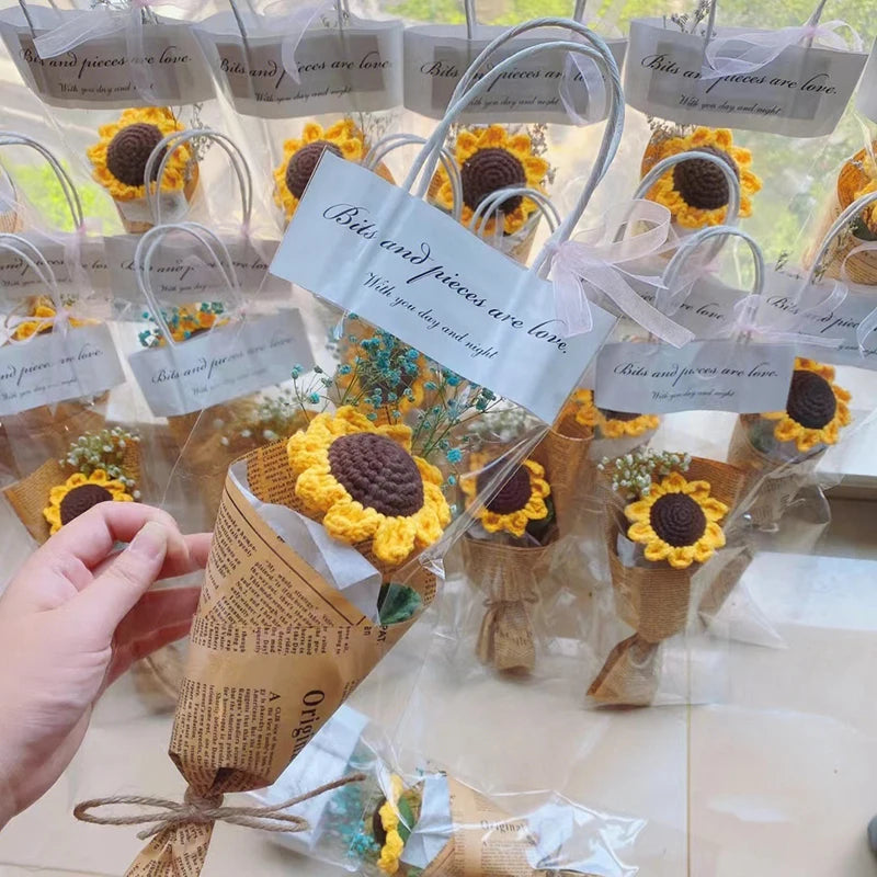 5/10PCS Transparent Flower Wrapping Bags – Gift Packaging with Handle for Weddings, Birthdays, Candy & Flower Box Decor