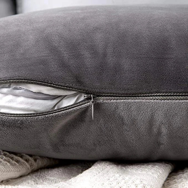 Inyahome Soft Velvet Cushion Cover - Pink Grey Beige Green Decorative Pillowcase For Bedroom Sofa 30x50cm 45x45cm