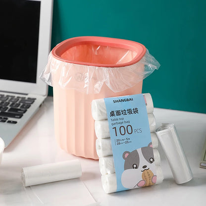5Roll 100Pcs Mini Garbage Bags – Thickened Disposable Trash Bags for Household & Desktop Use, Kitchen Tools