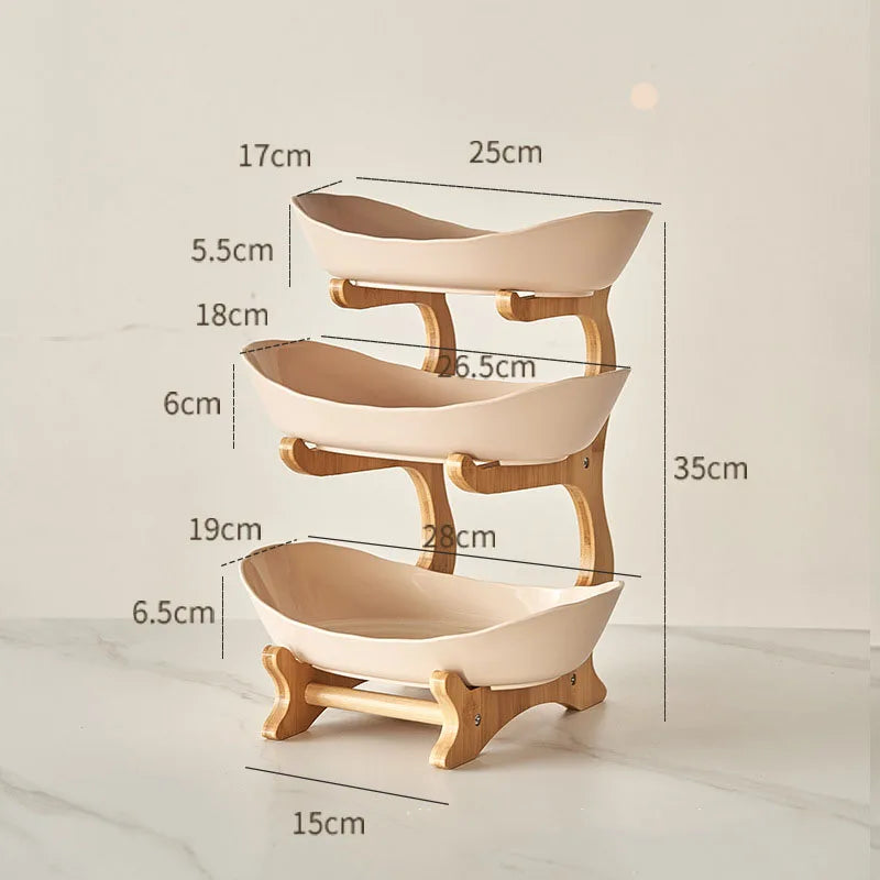 2/3 Layer Fruit Plate & Snack Dish - Modern Plastic Candy Basket, Cake Stand & Salad Bowl for Home Living Room