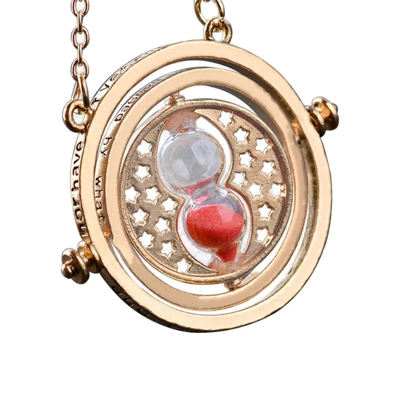 Magic Time-Turner Hourglass Necklace - Multicolor Rotating Pendant for Wizard-Inspired Fashion and Cosplay Gifts