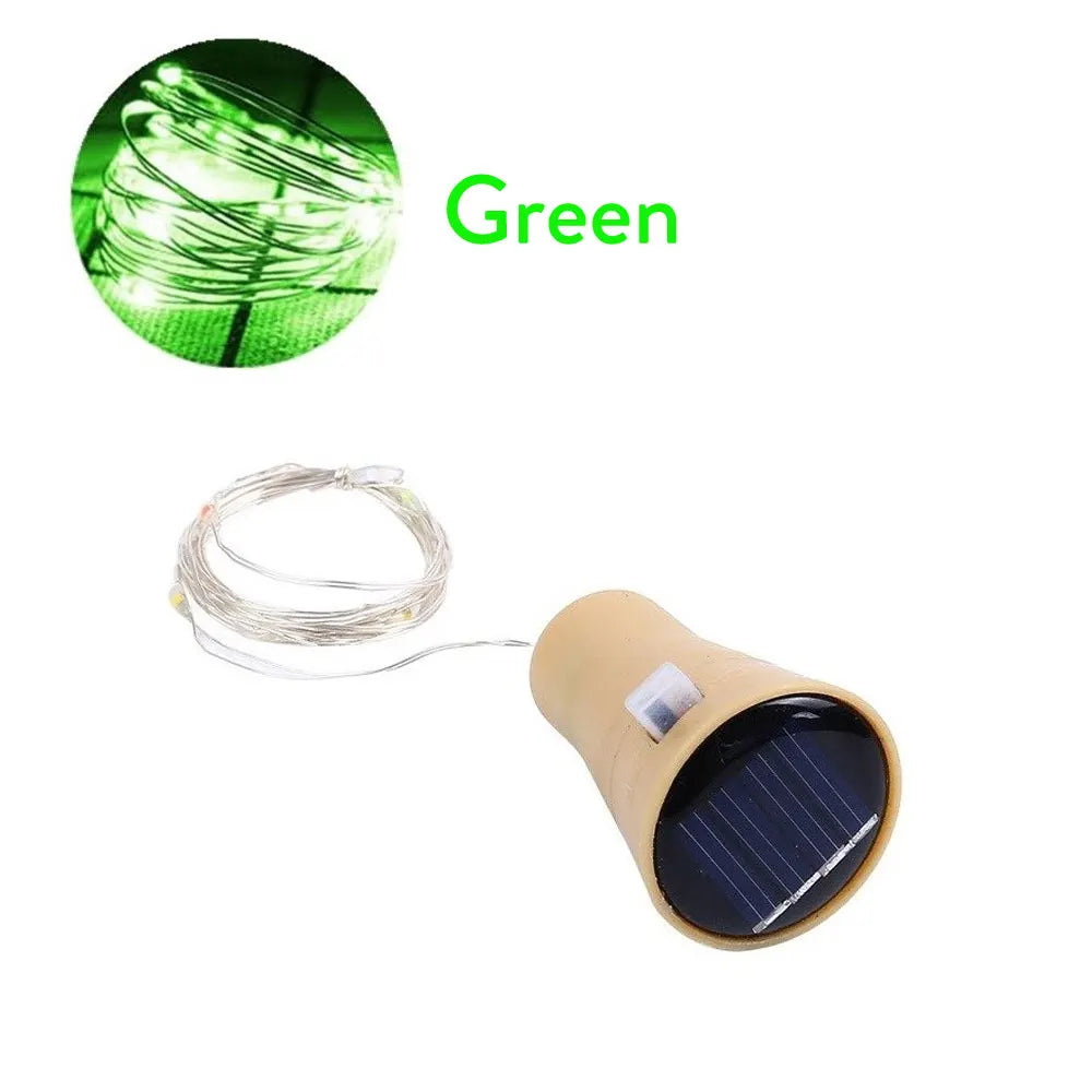 Solar Wine Bottle Lights – 10LED/15LED/20LED Cork Shape Fairy Lights, Copper Wire Garland for Christmas & Home Room Decoration