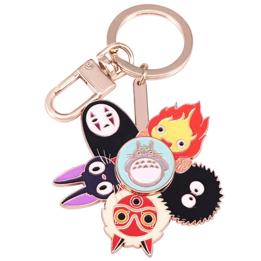 Japanese Cute Mash-Up Enamel Keychain — Revolving Cartoon Key Ring Accessory
