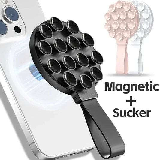 Multi-Functional Magnetic Phone Holder – Silicone Suction Cup Stand for MagSafe iPhone 16-12, Portable Mount