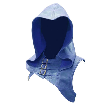 Adjustable Medieval Gothic Cowl Hat — Faux Leather Steampunk Hooded Cloak Cape for Men & Women Cosplay Accessory