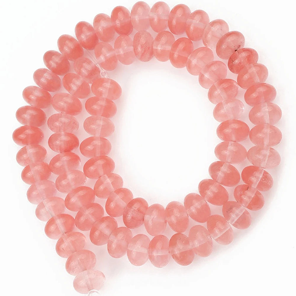 Natural Stone Rondelle Beads - 5x8mm Tourmaline, Citrine & Quartz Loose Beads for DIY Bracelets