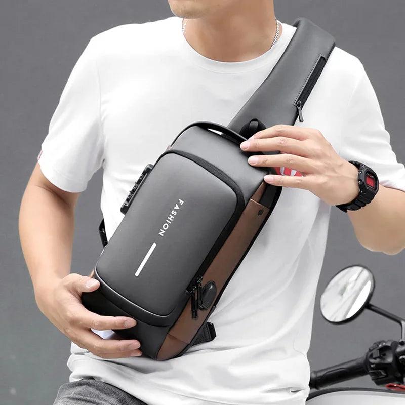 Designer Multifunction Anti-Theft USB Shoulder Bag – Travel Crossbody Messenger Sling Chest Bag for Men, Luxury Brand