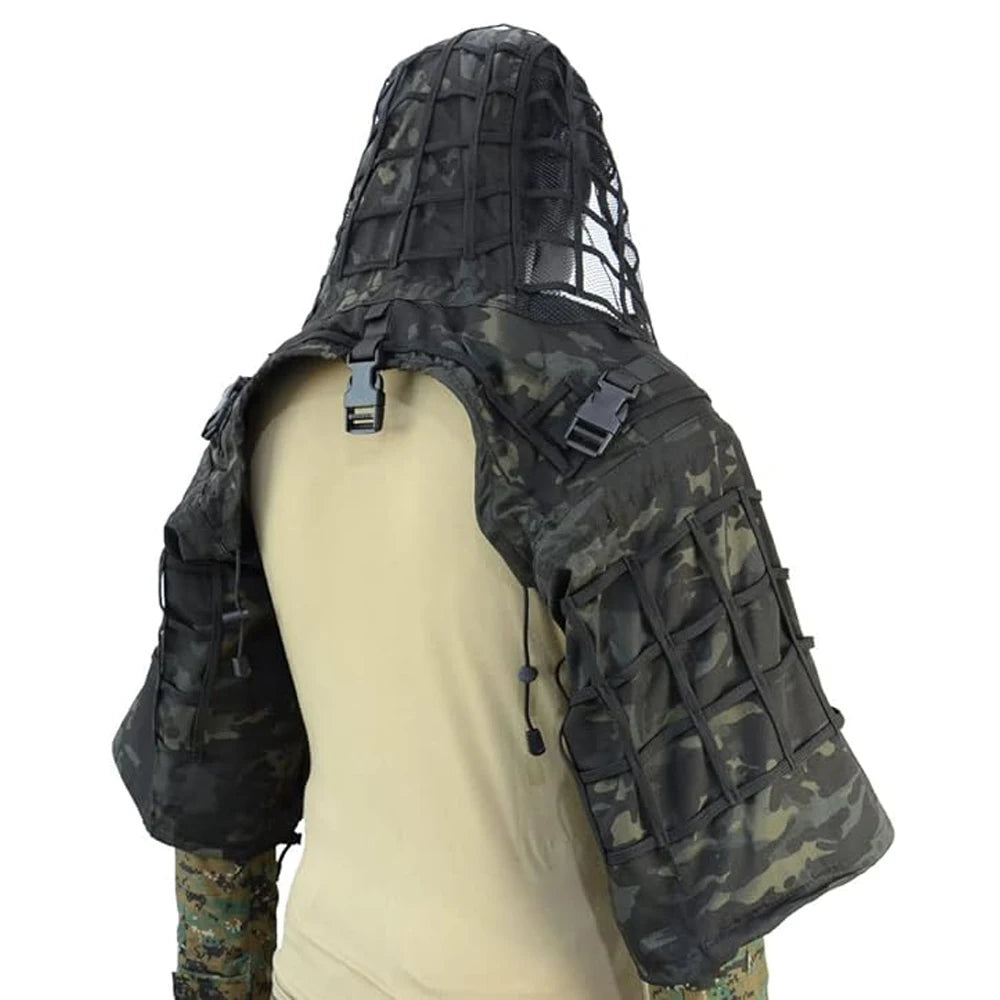 Ghillie Suit Tactical Sniper Coat – Viper Hood Camouflage Clothing for Airsoft, Paintball & Hunting, Ripstop Fabric