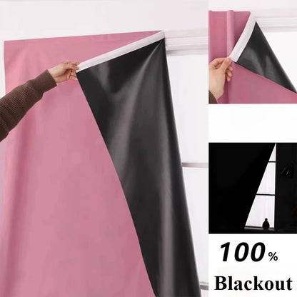 No-Drill 100% Blackout Short Curtains – Easy Install Thermal & UV-Proof Window Drapes for Door, Kitchen, Bedroom & Living Room