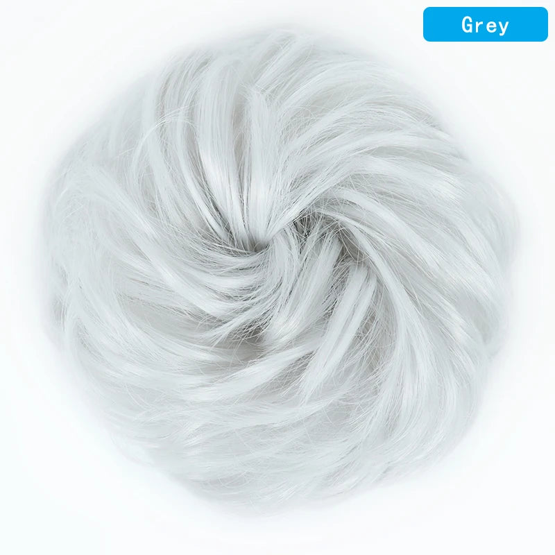 AZQUEEN Messy Bun Hair Extension – Synthetic Curly Wave Chignon Scrunchie, Elastic Band Updo Hairpiece for Women