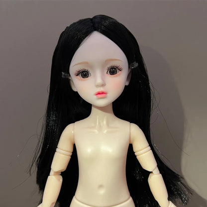 30cm 1/6 BJD Ball Jointed Doll – Starry Gray Eyes with Lolita Fashion Dress, DIY Toy Gift for Girls